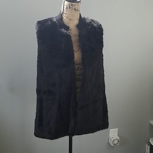 Black Faux Fur and Knit Vest